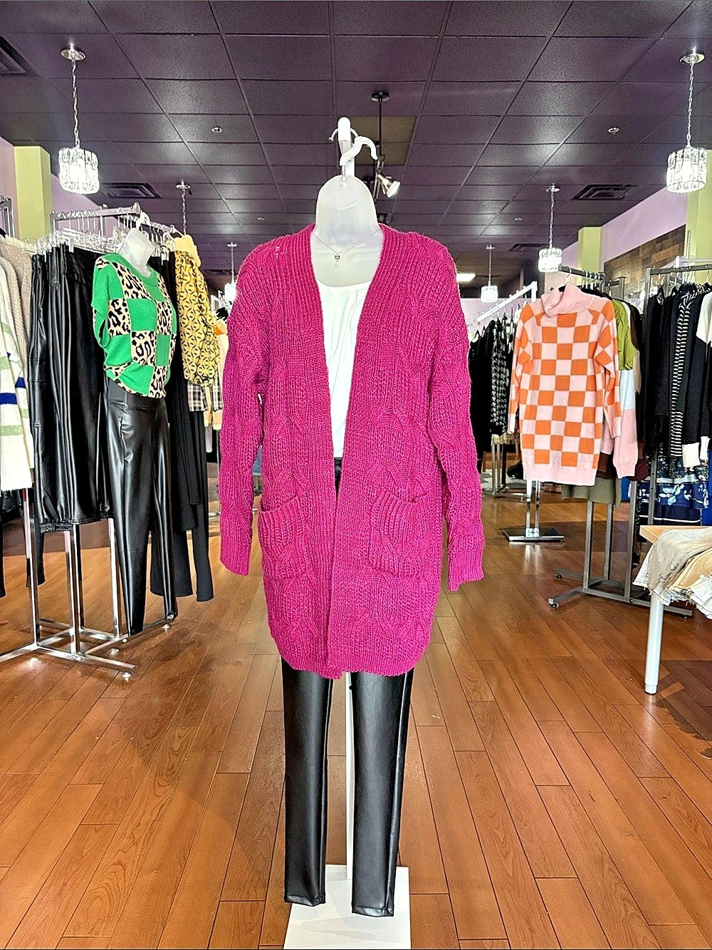 Plum Color Knit Cardigan